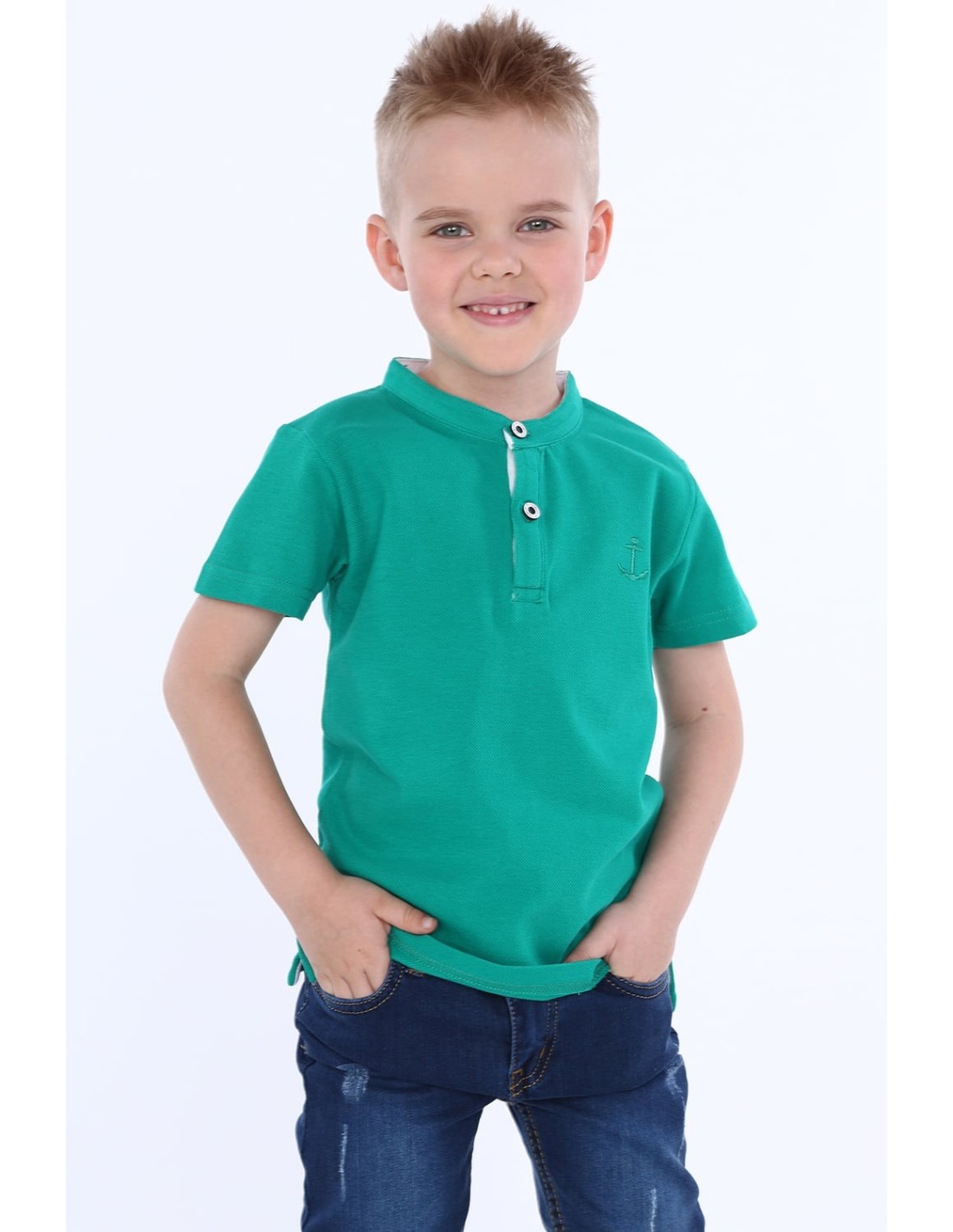 Boy\'s T-shirt with green buttons NDZ4471 - Online store - Boutique